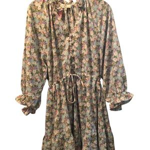 Entro Floral Long Sleeve Dress - Green and Pink, multicolored spring colors NWT